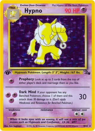 Hypno (8) 008/62 - Unlimited Holofoil Fossil - Holo Rare