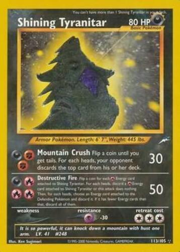 Shining Tyranitar 113 - Unlimited Holofoil Neo Destiny - Secret Rare