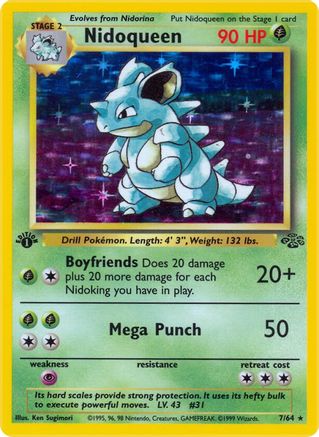 Nidoqueen (7) 007/64 - Unlimited Holofoil Jungle - Holo Rare