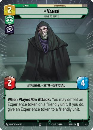 Vanee - I Live to Serve (Hyperspace Foil) (822) - Legends of the Force Foil