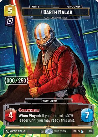 Darth Malak - Covetous Apprentice (Serialized) (1160) - Legends of the Force Foil