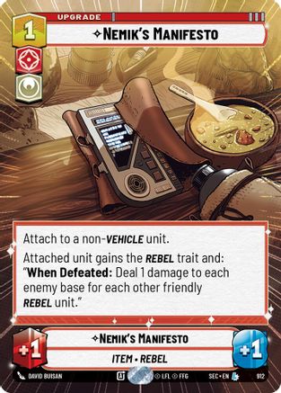 Nemik's Manifesto (Hyperspace Foil) (912) - Secrets of Power Foil