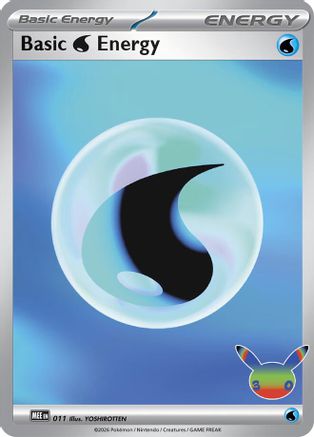 Basic Water Energy (30th Celebration) 011 - Holofoil MEE Mega Evolution Energies - Futuristic Rare