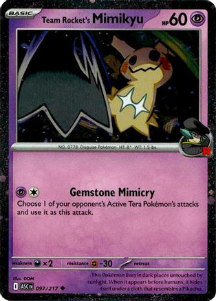Team Rocket's Mimikyu (Cosmos Holo) 097/217 - Holofoil Blister Exclusives - Uncommon