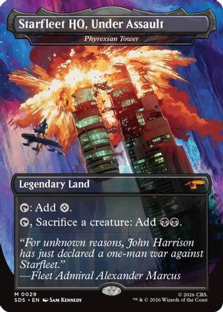 Starfleet HQ, Under Assault - Phyrexian Tower (Borderless) (SDS-029) - Star Trek: Stardates