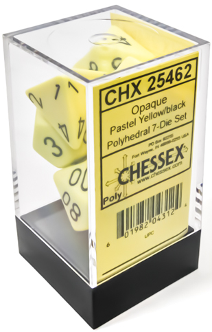 CHESSEX Opaque 7-Die Set Pastel Yellow / Black 16MM (CHX25462) | Eastridge Sports Cards & Games