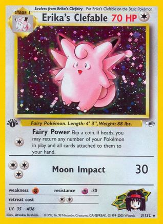 Erika's Clefable 003/132 - Unlimited Holofoil Gym Heroes - Holo Rare