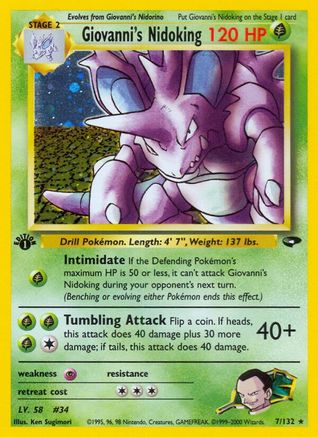 Giovanni's Nidoking 007/132 - Unlimited Holofoil Gym Challenge - Holo Rare
