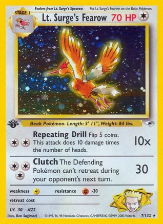 Lt. Surge's Fearow 007/132 - Unlimited Holofoil Gym Heroes - Holo Rare