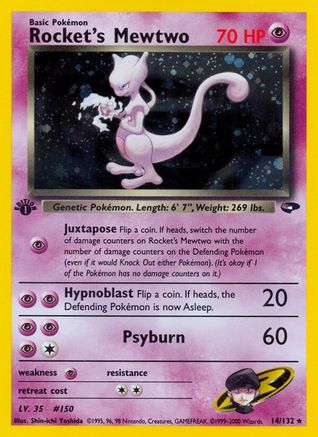 Rocket's Mewtwo 014/132 - Unlimited Holofoil Gym Challenge - Holo Rare