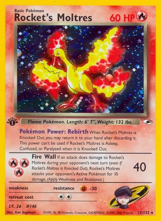 Rocket's Moltres 012/132 - Unlimited Holofoil Gym Heroes - Holo Rare