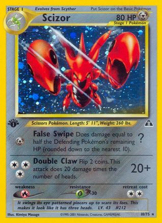 Scizor (10) 010/75 - Unlimited Holofoil Neo Discovery - Holo Rare
