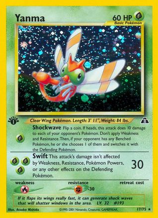 Yanma (17) 017/75 - Unlimited Holofoil Neo Discovery - Holo Rare