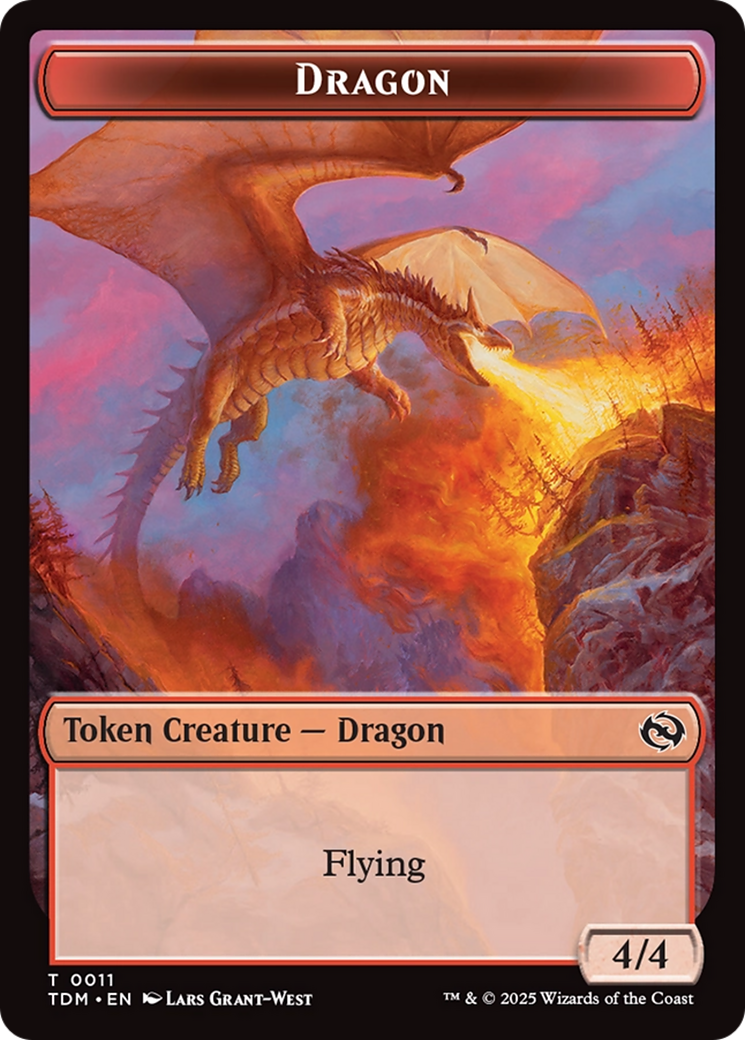 Dragon (0011) // Warrior Double-Sided Token [Tarkir: Dragonstorm Tokens] | Eastridge Sports Cards & Games