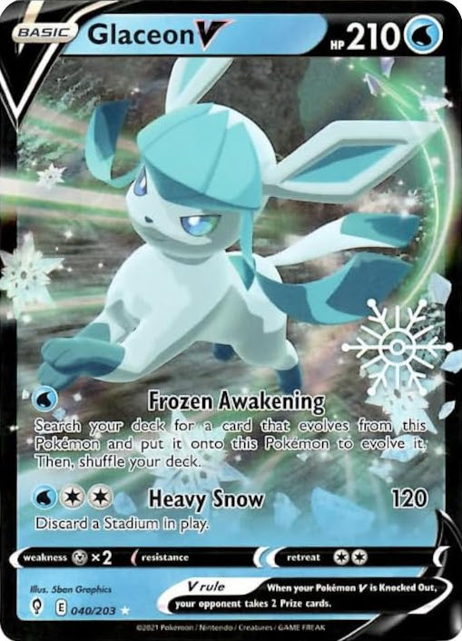 Glaceon V (040/203) (Holiday Calendar) [Sword & Shield: Evolving Skies] | Eastridge Sports Cards & Games