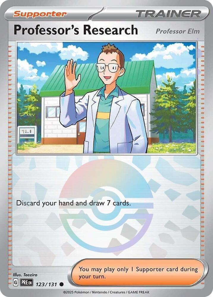 Professor's Research (123/131) [Professor Elm] (Poke Ball Pattern) [Scarlet & Violet: Prismatic Evolutions] | Eastridge Sports Cards & Games