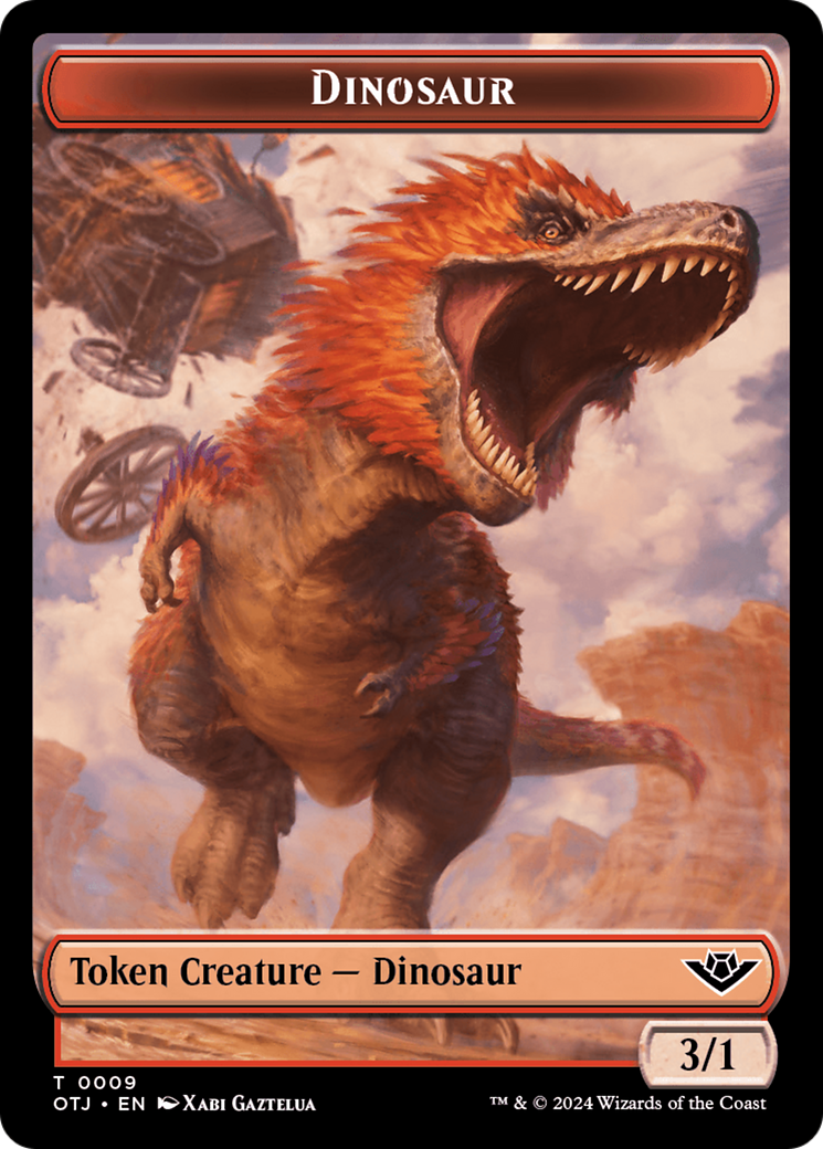 Mercenary // Dinosaur Double-Sided Token [Outlaws of Thunder Junction Tokens] | Eastridge Sports Cards & Games