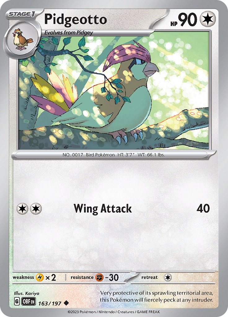 Pidgeotto (163/197) [Scarlet & Violet: Obsidian Flames] | Eastridge Sports Cards & Games