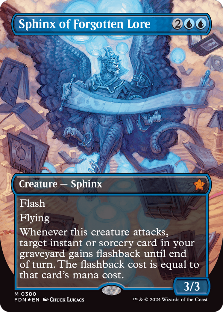 Sphinx of Forgotten Lore (Borderless) (Mana Foil) [Foundations] | Eastridge Sports Cards & Games