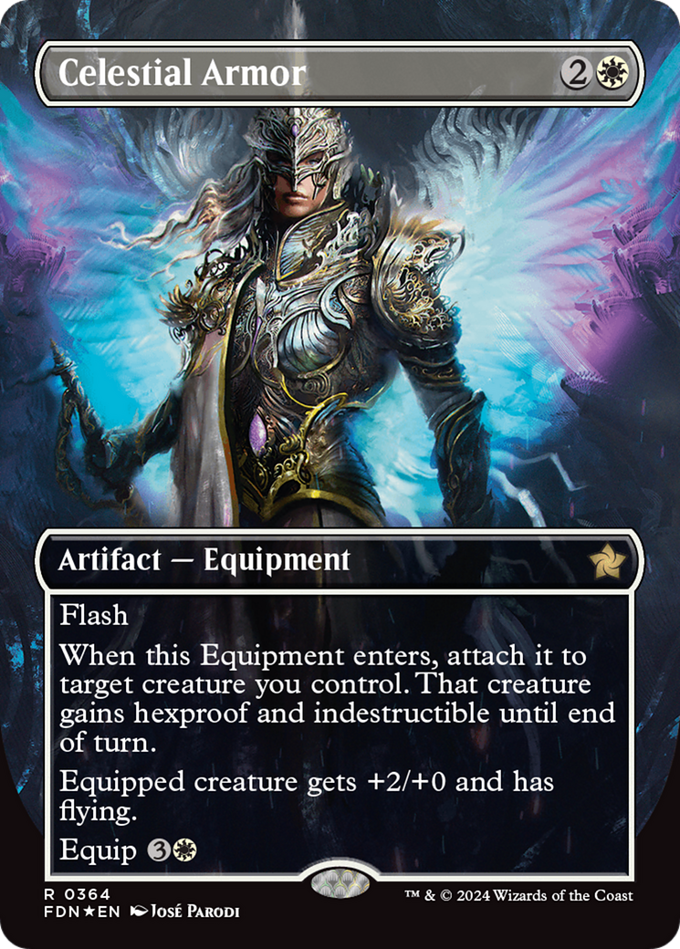 Celestial Armor (Borderless) (Mana Foil) [Foundations] | Eastridge Sports Cards & Games