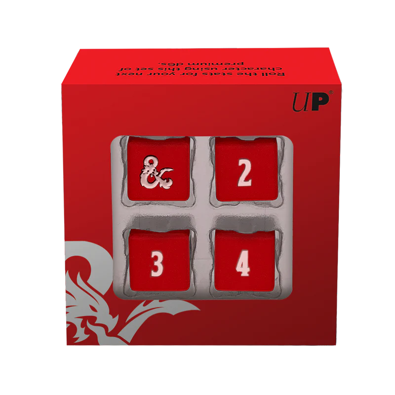 Ultra Pro Heavy Metal D&D Dice Set - Red / White (4ct) | Eastridge Sports Cards & Games