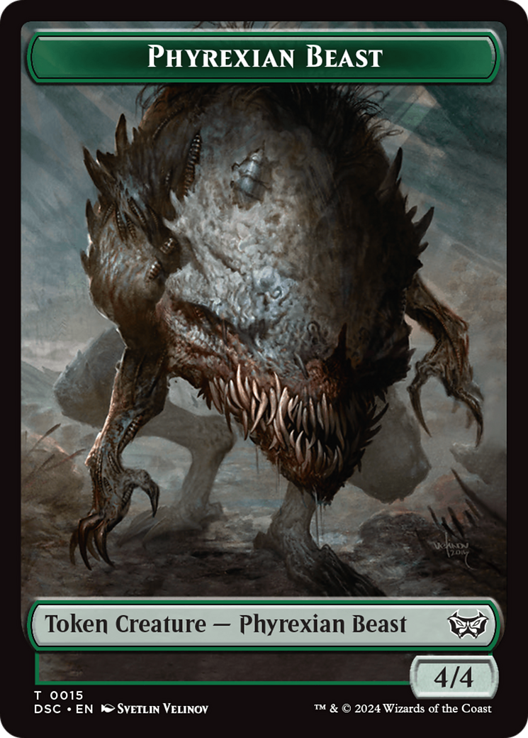 Phyrexian Beast //Manifest Double-Sided Token [Duskmourn: House of Horror Commander Tokens] | Eastridge Sports Cards & Games