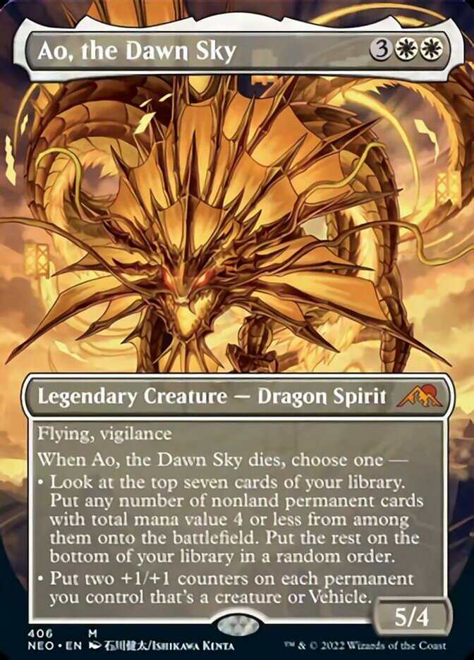 Ao, the Dawn Sky (Borderless Alternate Art) [Kamigawa: Neon Dynasty] | Eastridge Sports Cards & Games