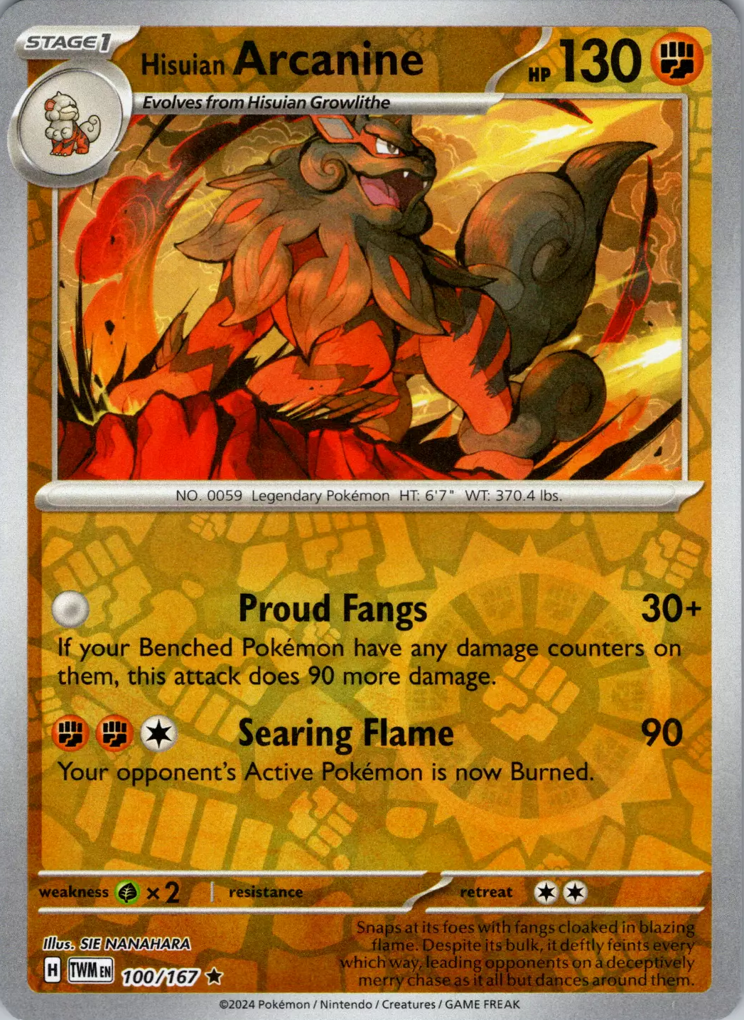 Hisuian Arcanine (100/167) [Scarlet & Violet: Twilight Masquerade] | Eastridge Sports Cards & Games