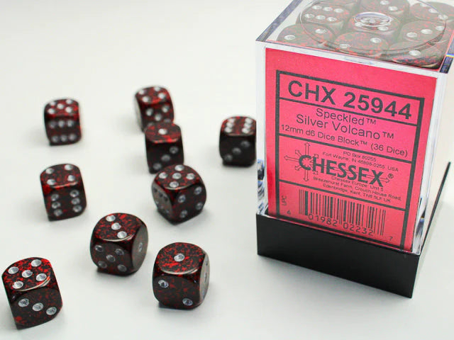 CHESSEX Speckled 36D6 Silver Volcano 12MM (CHX25944) | Eastridge Sports Cards & Games