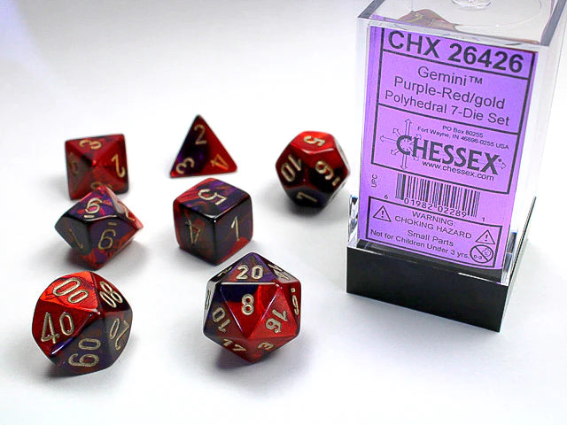Chessex GEMINI 7 Die Set Purple-Red/Gold 16MM (CHX26426) | Eastridge Sports Cards & Games