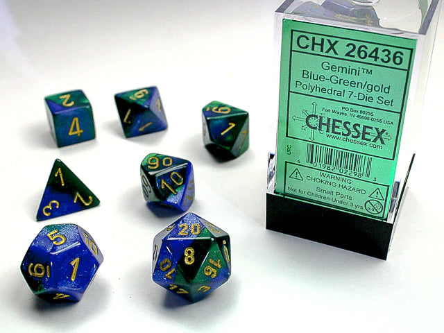 Chessex GEMINI 7 Die Set Blue-Green/Gold 16MM (CHX26436) | Eastridge Sports Cards & Games