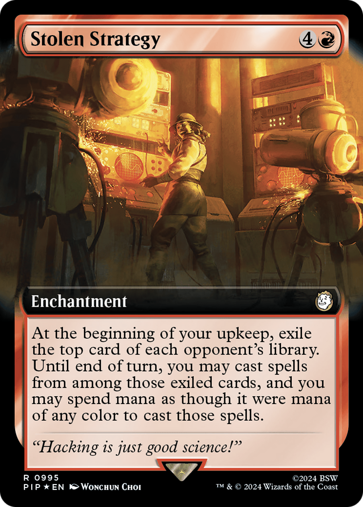 Stolen Strategy (Extended Art) (Surge Foil) [Fallout] | Eastridge Sports Cards & Games