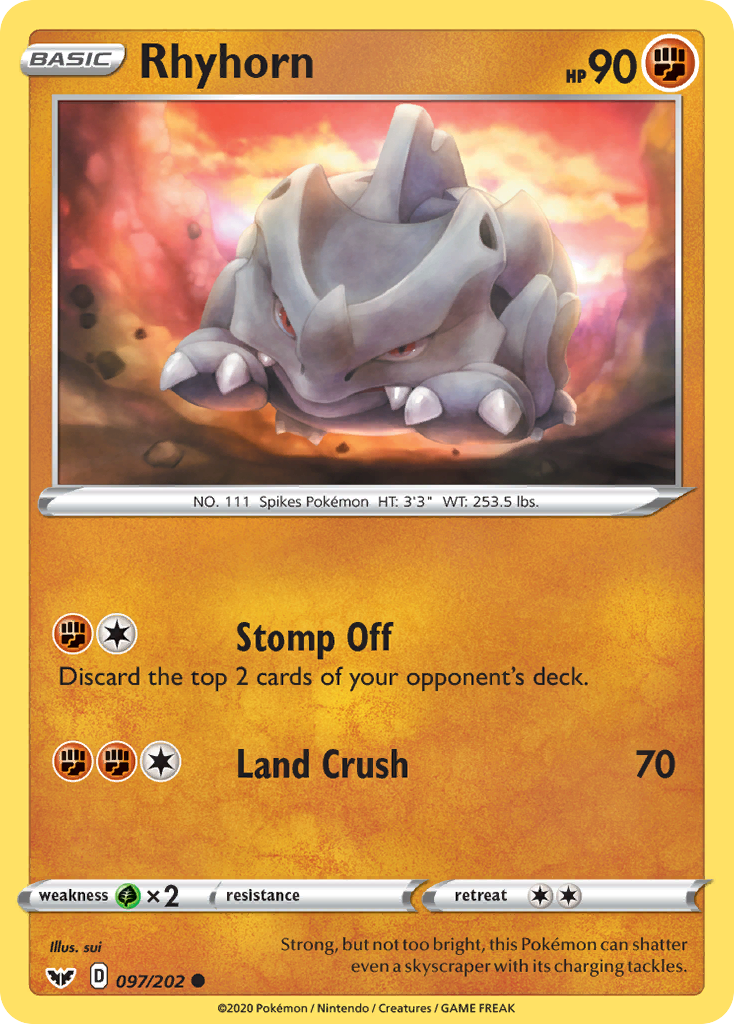 Rhyhorn (097/202) [Sword & Shield: Base Set] | Eastridge Sports Cards & Games