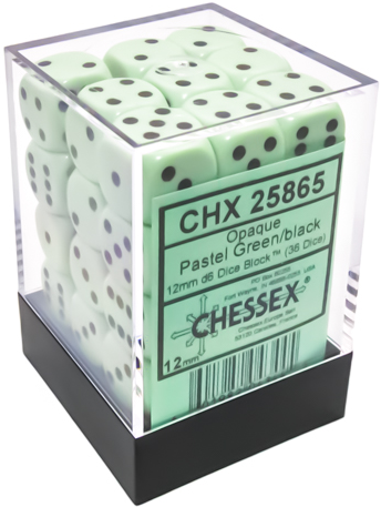 CHESSEX Opaque 36D6 Pastel Green / Black 12MM (CHX25865) | Eastridge Sports Cards & Games