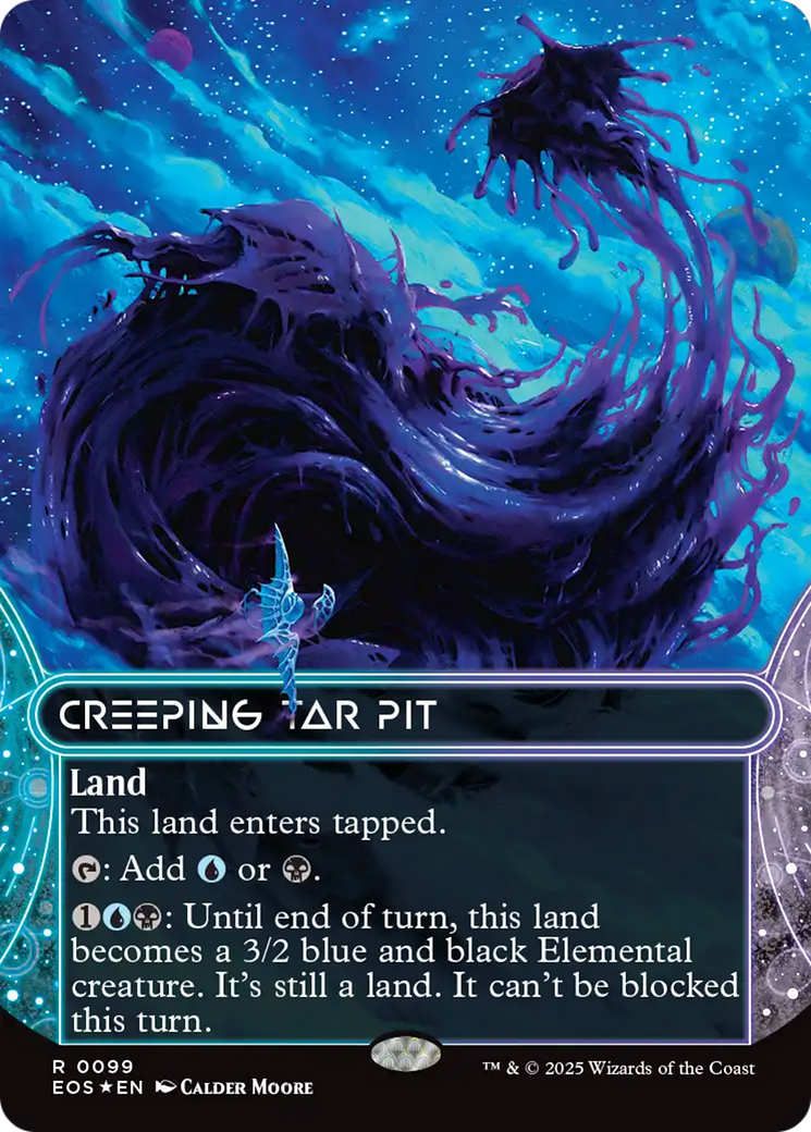 Creeping Tar Pit (0099) (Borderless) (Galaxy Foil) [Edge of Eternities: Stellar Sights] | Eastridge Sports Cards & Games