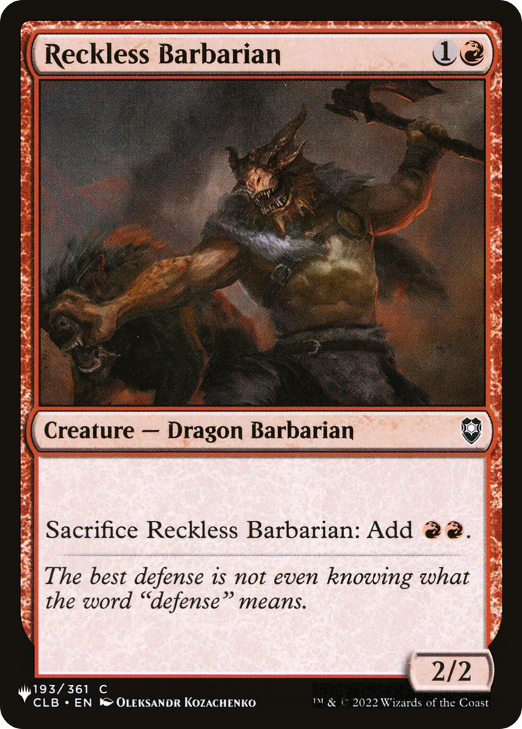 Reckless Barbarian [The List Reprints] | Eastridge Sports Cards & Games