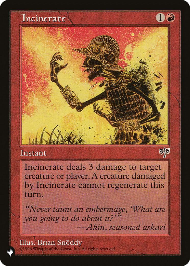 Incinerate [The List] | Eastridge Sports Cards & Games