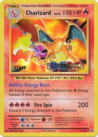 Charizard (11/108) (XY Evolutions Staff Prerelease) [XY: Black Star Promos] | Eastridge Sports Cards & Games