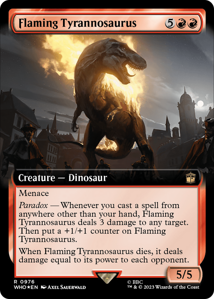 Flaming Tyrannosaurus (Extended Art) (Surge Foil) [Doctor Who] | Eastridge Sports Cards & Games