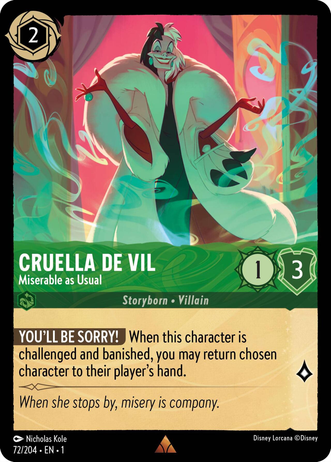 Cruella de Vil - Miserable as Usual (72/204) [The First Chapter] | Eastridge Sports Cards & Games
