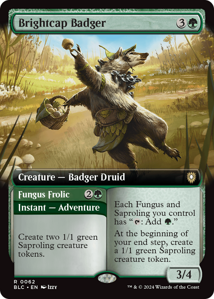 Brightcap Badger // Fungus Frolic (Extended Art) [Bloomburrow Commander] | Eastridge Sports Cards & Games