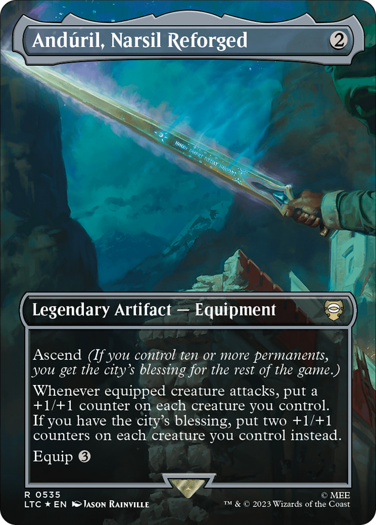 Anduril, Narsil Reforged (Borderless) (Surge Foil) [The Lord of the Rings: Tales of Middle-Earth Commander] | Eastridge Sports Cards & Games