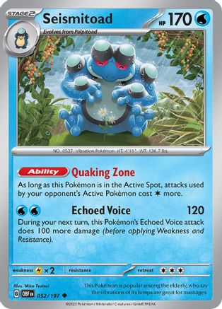 Seismitoad (052/197) [Scarlet & Violet: Obsidian Flames] | Eastridge Sports Cards & Games