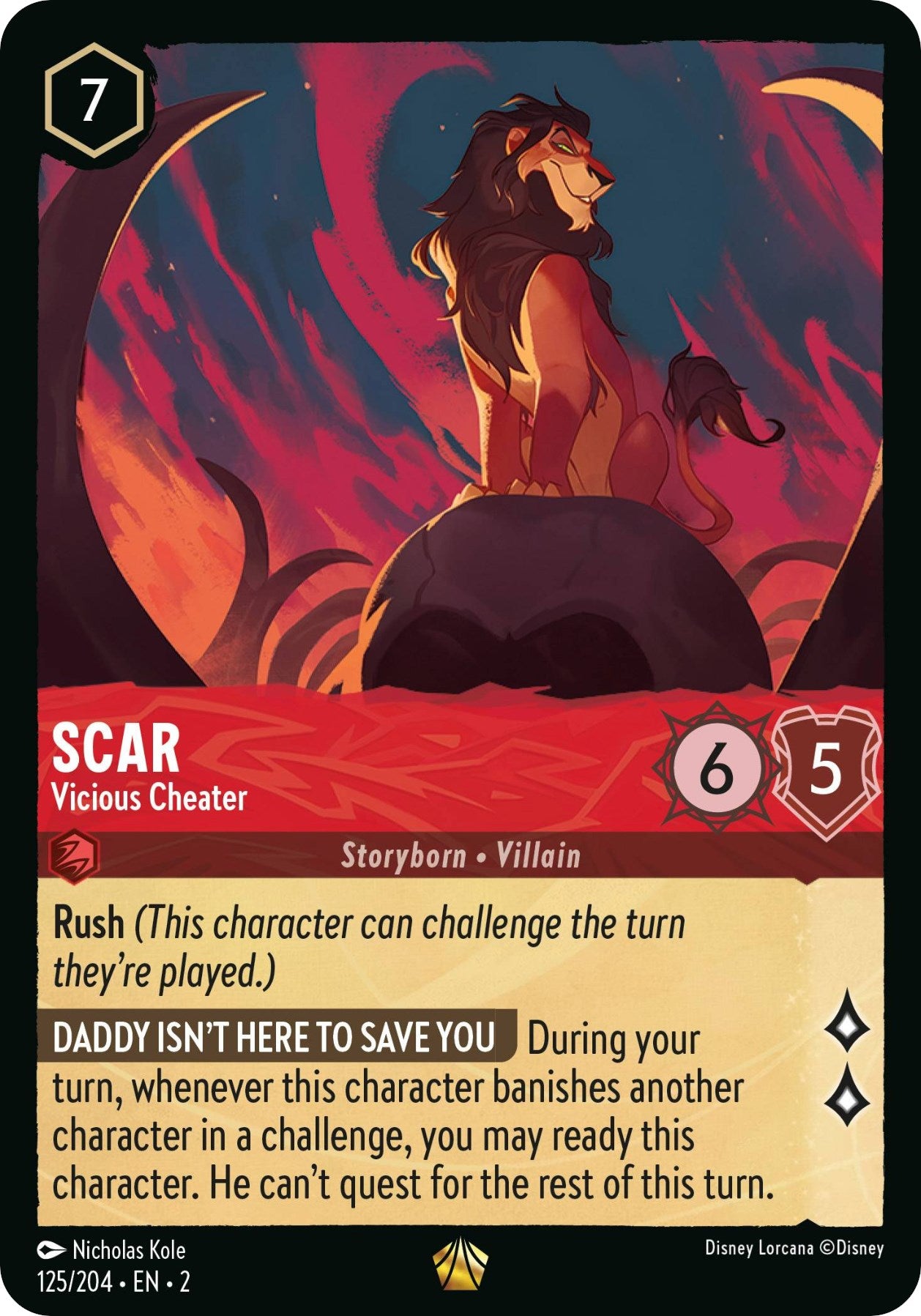 Scar - Vicious Cheater (125/204) [Rise of the Floodborn] | Eastridge Sports Cards & Games
