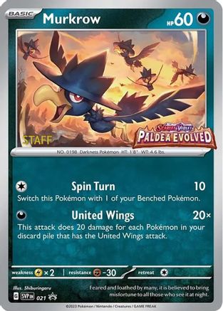Murkrow (021) (Staff) [Scarlet & Violet: Black Star Promos] | Eastridge Sports Cards & Games