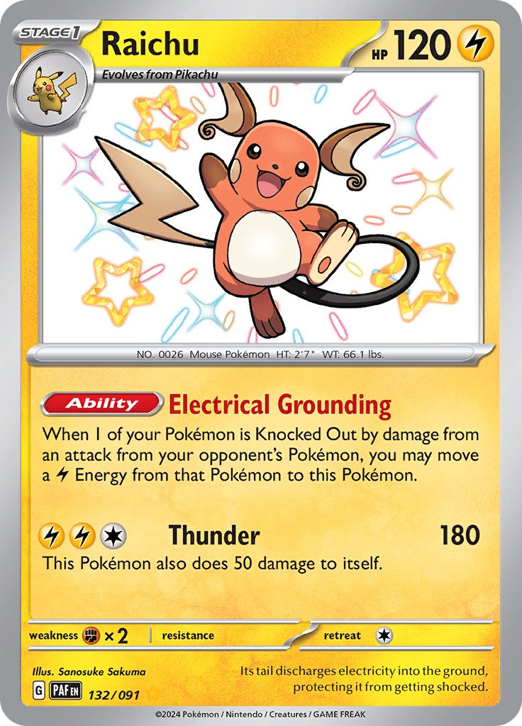 Raichu (132/091) [Scarlet & Violet: Paldean Fates] | Eastridge Sports Cards & Games