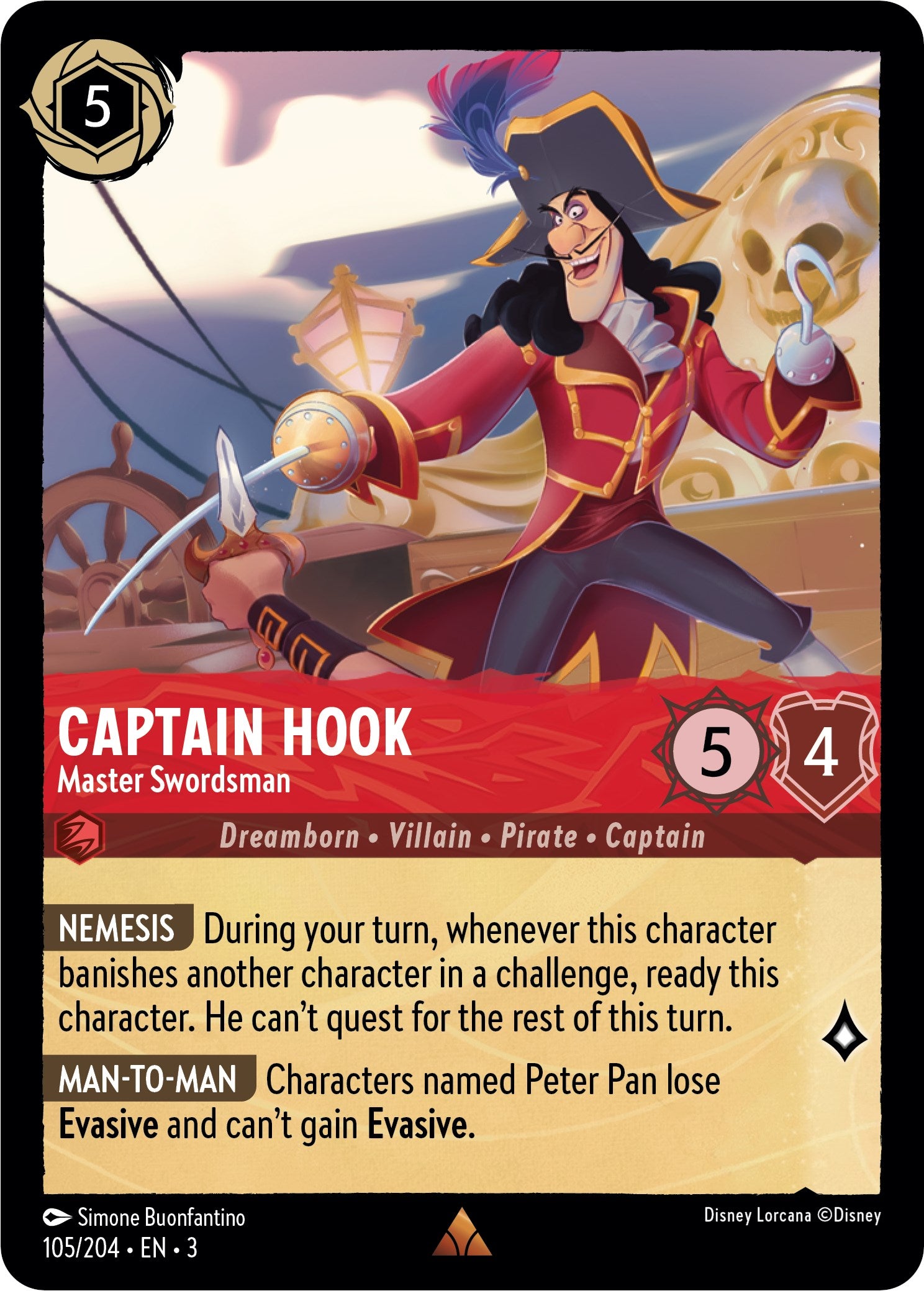 Captain Hook - Master Swordsman (105/204) [Into the Inklands] | Eastridge Sports Cards & Games