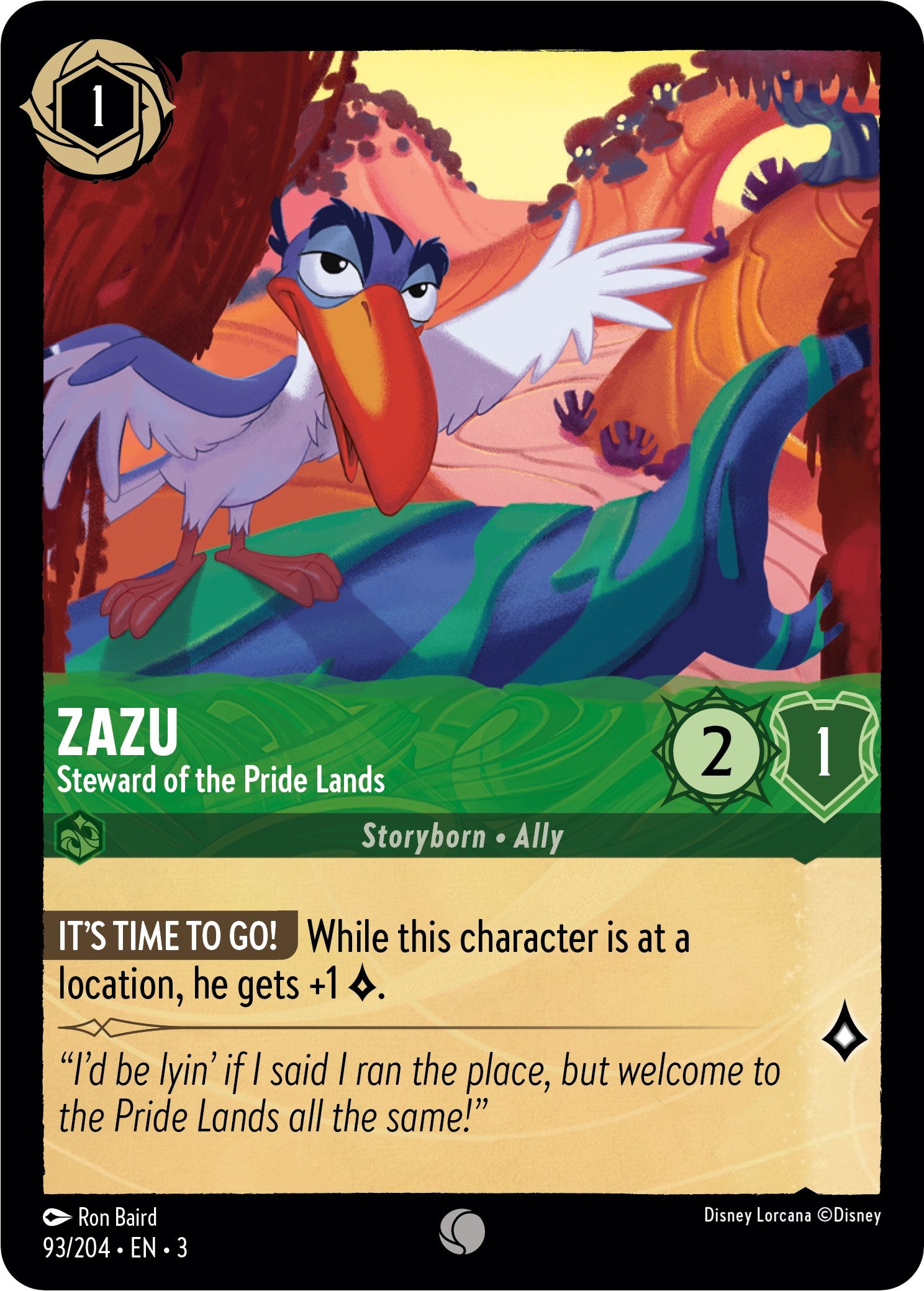 Zazu - Steward of the Pride Lands (93//204) [Into the Inklands] | Eastridge Sports Cards & Games