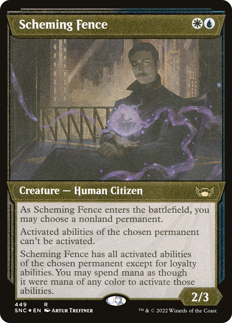 Scheming Fence (Showcase) (Foil Etched) (SNC-449) - Streets of New Capenna: (Showcase) Etched Foil
