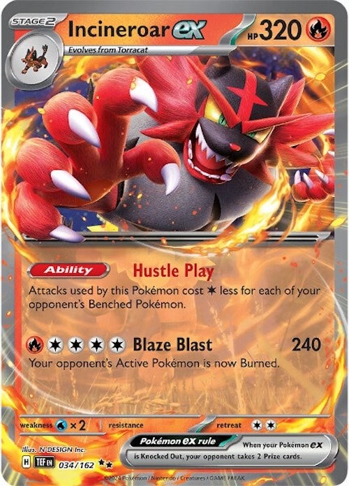 Incineroar ex (034/162) [Scarlet & Violet: Temporal Forces] | Eastridge Sports Cards & Games